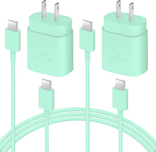 Miniatura 13 de AISNI Cargador USB C, paquete de 2 cargadores tipo C de 25 W, carga rápida con cable de carga USBC de 6 pies, carga de teléfono Android para Galaxy