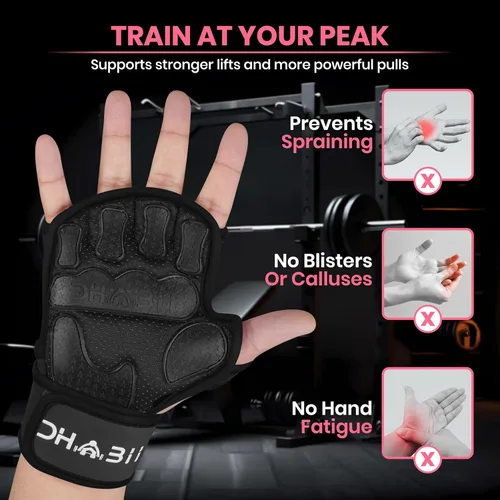 Miniatura 3 de Guantes de levantamiento de pesas compatibles con relojes inteligentes, guantes de entrenamiento ventilados con muñequeras para hombres y mujeres