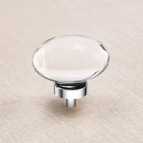 Miniatura 8 de Paquete de 4 pomos y tiradores de cristal para gabinetes, pomos ovalados de cristal para cajones de tocador, pomos de gabinete de cocina negro mate