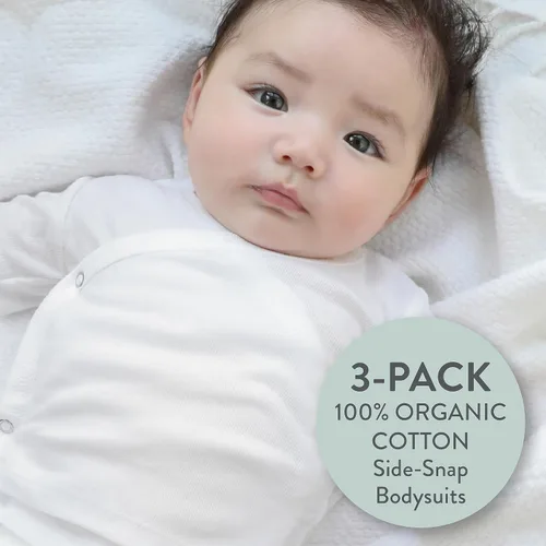 Miniatura 2 de HonestBaby unisex-baby 3-pack Long Sleeve Side-snap Kimono Bodysuits Organic Cotton for Infant Baby Boys, Girls, Unisex