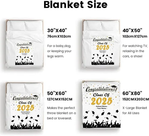 Miniatura 7 de Manta personalizada de graduación 2025, manta personalizada para regalo de graduación con nombre de la universidad, manta de felicitación
