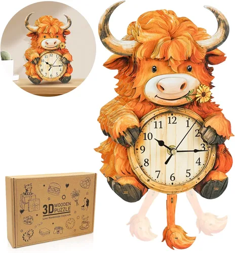 Miniatura 9 de Rompecabezas 3D para adultos, diseño de tortuga, kit de modelo, reloj mecánico de péndulo con números romanos, decoración de escritorio, hogar