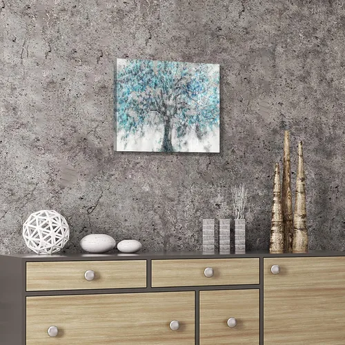 Miniatura 4 de Hardy Gallery Lienzo abstracto de árbol para la pared: pintura azul, impresión gráfica sobre lienzo, tamaño pequeño sin adornos para comedor