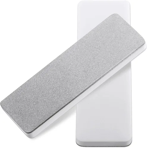 Patelai 2 piezas mini afilador de cuchillos de bolsillo de piedra de doble cara portátil afilador piedra de afilar diamante cerámica afilar