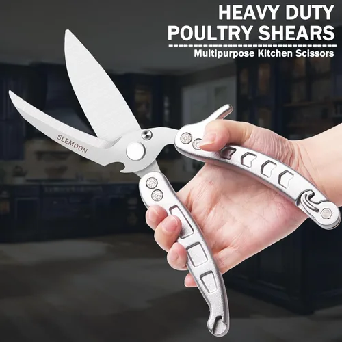 Miniatura 3 de Tijeras de cocina resistentes para aves de corral para cortar carne, aptas para lavavajillas e inoxidables, tijeras de cocina para pollo, pavo