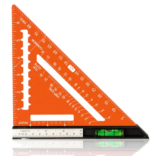 Miniatura 11 de Beslands Escuadra de Viga de 7 pulgadas con Nivel, Regla Triangular de Metal de Aluminio Escuadra de Carpintero Herramienta de Trazado para Negro