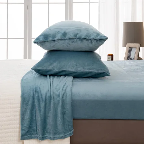 Miniatura 32 de Great Bay Home- Juego de sábanas de microvellón de terciopelo extrasuave de lujo, c/bolsillo profundo, no hacen bolitas, colecc. de sherpa de 05