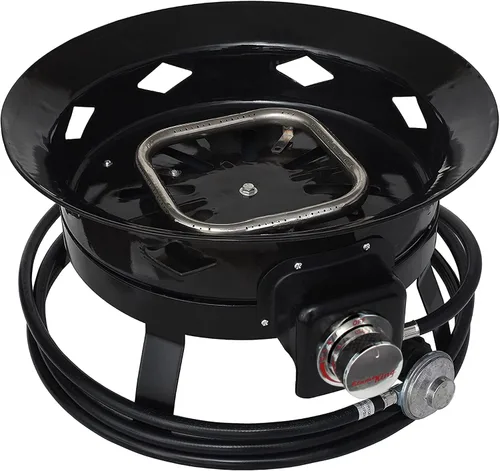 Miniatura 11 de Flame King Fogata de propano sin humo, cuenco de fuego portátil de 19 pulgadas, 58 K BTU con autoencendedor, cubierta y correas de transporte