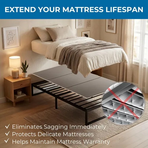 Miniatura 2 de Meliusly Soporte de Colchón Resistente de 10mm para Cama Individual XL Tamaño (96,5x199,5 cm) Diseño de Tabla de Cama de Perfil Bajo con Patente