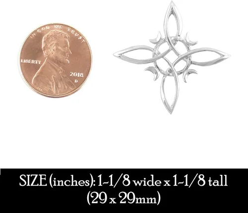 Miniatura 8 de Woot & Hammy Witch's Knot with Four Crescent Moons Pendant, Four Pointed Celtic Knot,100% Sterling Silver, Handmade