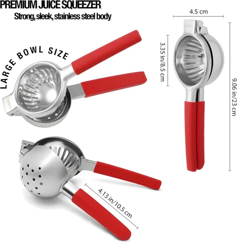 Miniatura 2 de Exprimidor de limón de mano de acero inoxidable – Exprimidor de cítricos de gran capacidad resistente con mango antideslizante – Resistente al Negro