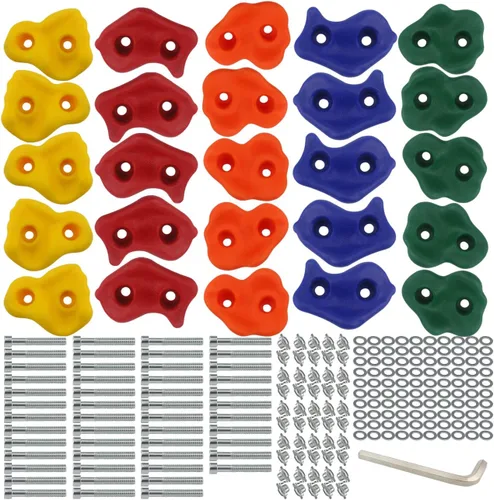 Ogrmar Juego de 25 soportes de escalada en roca con tornillos de montaje y accesorios para bricolaje para niños, uso en interiores y exteriores
