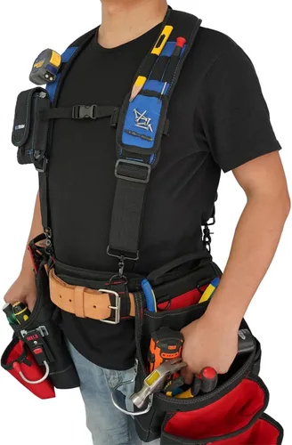 Miniatura 8 de MELOTOUGH Tirantes Magnéticos para Cinturón de Herramientas con Pulsera Magnética de Muñeca para Cinturón de Trabajo Tirantes Acolchados de Azul