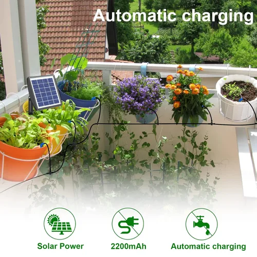 Miniatura 3 de RISINGUP Sistema de riego por goteo solar para 15 plantas en maceta para jardín al aire libre Automatic Plants Watering System with Anti-Siphoning