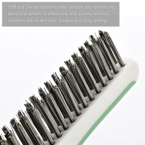 Miniatura 5 de 2 cepillos de alambre de cerdas de acero inoxidable para limpiar el óxido, limpiador de arañazos de metal resistente para quitar pintura, soldadura