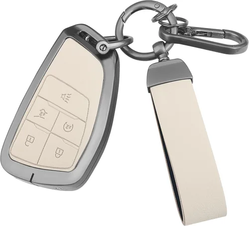 Miniatura 9 de FT FUNTOR Funda de llavero de metal para Chevrolet Tahoe, piel sintética, aleación de zinc, para GMC Yukon Denali Sierra 2021-2025, para Chevy
