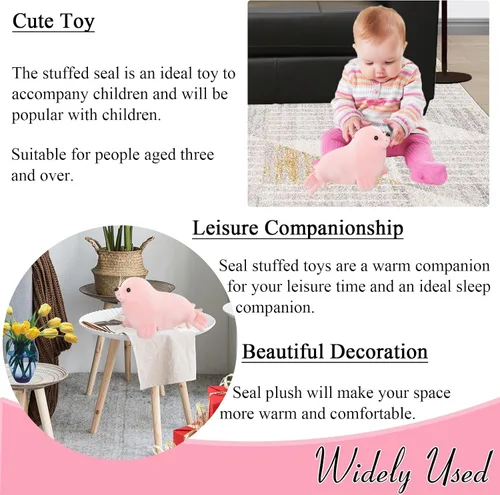 Miniatura 4 de zhidiloveyou Almohadón de peluche de sello rosado lindo, muñeca Kawaii para niños, 29.97 cm