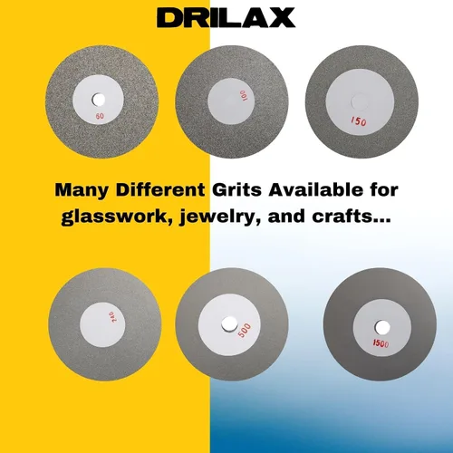 Miniatura 3 de Drilax Disco de regazo plano de diamante de 8 pulgadas Grano 100, orificio de eje de 1/2 pulgada para rectificado lapidario, modelado de piedra