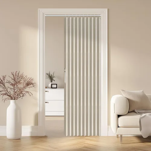 Miniatura 76 de AJAZZ Cortina de puerta magnética 100% opaca de acordeón para armario, cortina invisible para puerta interior de dormitorio, sala de estar, pasillo