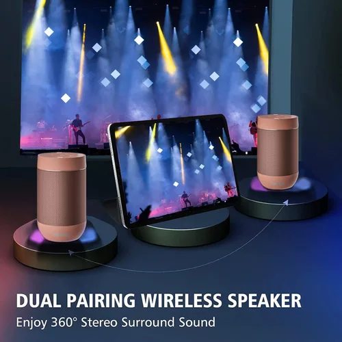 Miniatura 5 de comiso Altavoz Bluetooth portátil, pequeño altavoz de ducha con IPX5 impermeable, sonido fuerte HD 360°, emparejamiento estéreo inalámbrico, mini