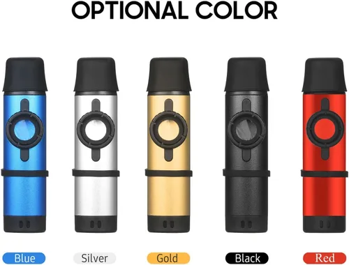 Miniatura 2 de Kazoo - Instrumento musical de metal profesional con 5 membranas adicionales, tono ajustable para guitarra, ukelele, piano y canto, latón duradero