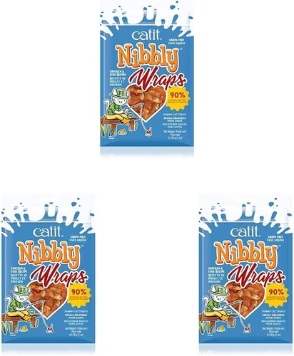 Miniatura 12 de Catit Nibbly Jerky Cat Treats, receta de pollo - Snack para gatos sin cereales, blanco 1.06 onzas (paquete de 1)