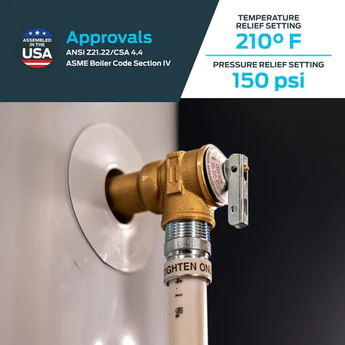 Miniatura 4 de Cash Acme Válvula de alivio de temperatura y presión NCLX-5L de 3/4 pulgadas, empuje para conectar accesorios de plomería de latón, cobre, tubo