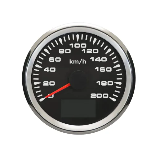 ELING Velocímetro GPS para automóvil, motocicleta, velómetro 0.0-124.3 mi/h, odómetro de velocidad con retroiluminación 3.346 in Negro y acero