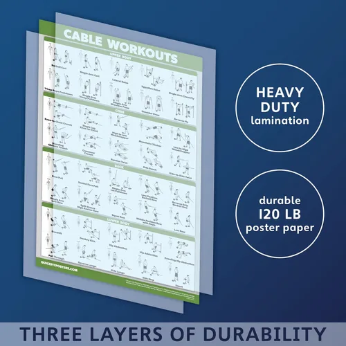 Miniatura 3 de Paquete de 3 pósteres de entrenamiento de máquina de cable volumen 1 y 2 + tabla de ejercicios con mancuernas