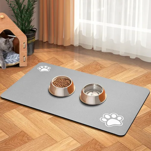 Miniatura 9 de Tapete de alimentación para mascotas, tapete absorbente para comida y agua, accesorios para perros, suministros para mascotas, cuenco de agua