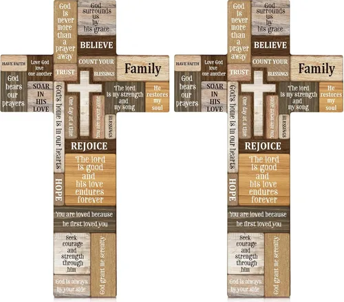 Miniatura 9 de Jetec Decoración de pared con cruz cristiana de madera, cruz de Pascua, fe religiosa, versículo bíblico, letrero de pared o mesa para Pascua, regalo