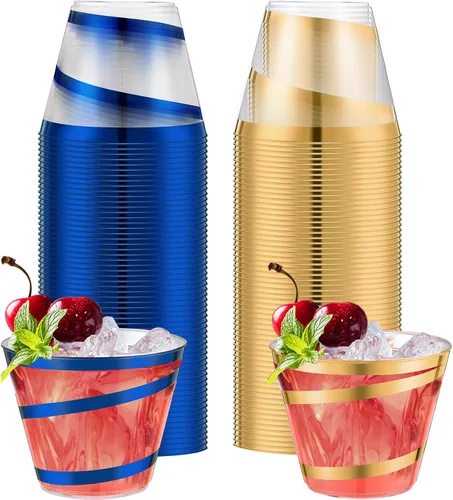 Miniatura 27 de Gejoy Tazas de plástico con borde ondulado de 9 onzas desechables para vino, elegantes tazas transparentes de Halloween para suministros de fiesta