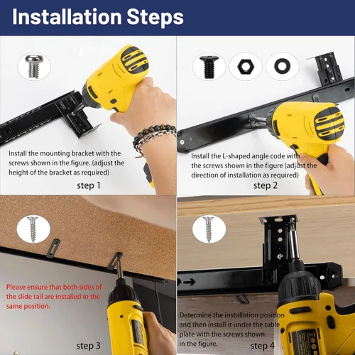 Miniatura 5 de Diapositiva para teclado de 14 pulgadas, resistente con rodamientos de bolas, bandeja de computadora debajo de los rieles del escritorio, gabinete