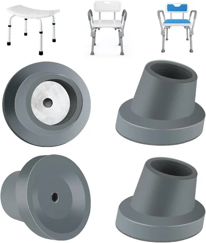 Paquete de 4 patas de repuesto para silla de ducha | Puntas de goma inclinadas de 1-1/8 pulgadas Banco de ducha antideslizante | Bancos de