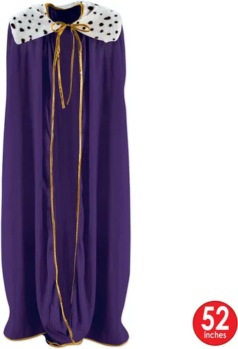 Miniatura 2 de Beistle Bata púrpura tamaño King Queen para adultos, accesorio de disfraz de capa de Mardi Gras real para eventos temáticos, fiestas de Halloween