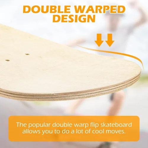 Miniatura 4 de Honoson 12 tablas de patineta en blanco a granel de 32 x 8 pulgadas, 7 capas de madera de arce liso, patineta de madera natural de doble cola
