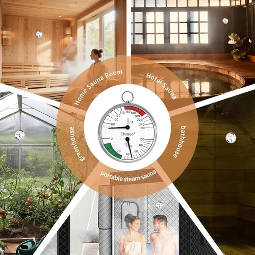 Miniatura 6 de Termómetro de sauna de 4 pulgadas Fahrenheit e higrómetro, montado para caja de sauna de vapor portátil, ideal
