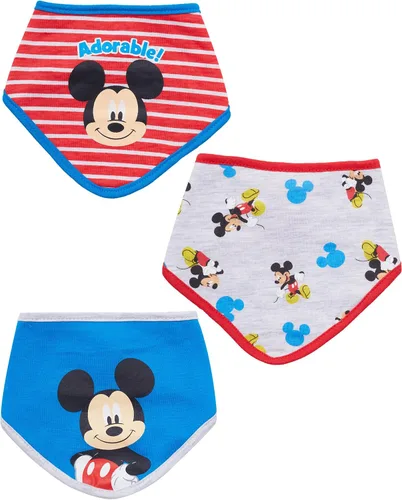 Miniatura 6 de Disney Mickey Mouse - Babero bandana para bebé, paquete de 3 baberos de Mickey Mouse (azul/rojo/gris, 0-12 meses)
