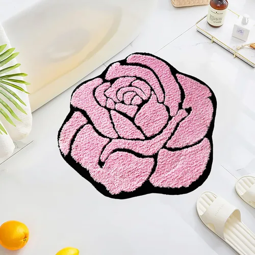 Miniatura 8 de LEVINIS Alfombras de baño con rosas rojas para baño, antideslizante, absorbente, alfombra de baño, alfombra de baño, alfombra de área floral suave