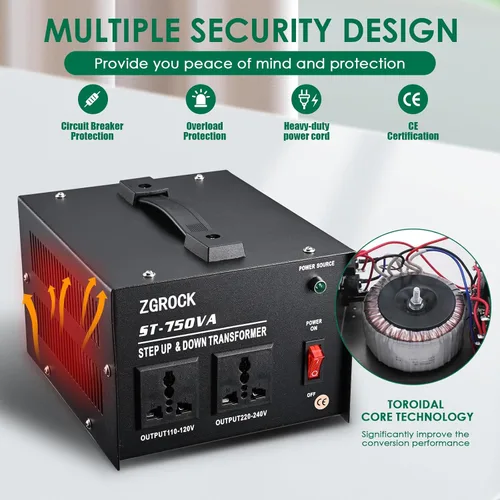 Miniatura 4 de Transformador de voltaje de 750 vatios convertidor de potencia transformador elevador transformador 110 V a 220 V/220 V a 110 V protección