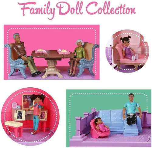 Miniatura 4 de Beverly Hills Doll Collection Sweet Li'l Family Hispanic Dollhouse People - Juego de 9 figuras de acción – abuelo, abuela, mamá, papá, hermana