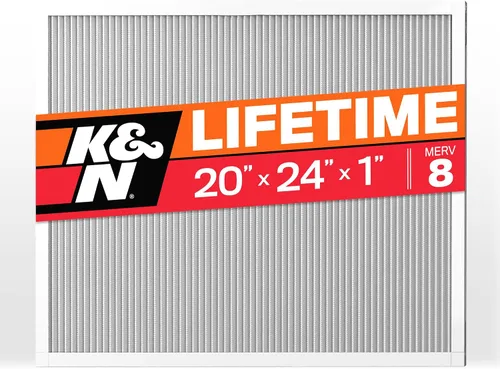 K&N Filtro de aire para horno HVAC de 20 x 24 x 1, dura toda la vida, lavable, Merv 8, el último filtro HVAC que comprarás, respira de forma segura