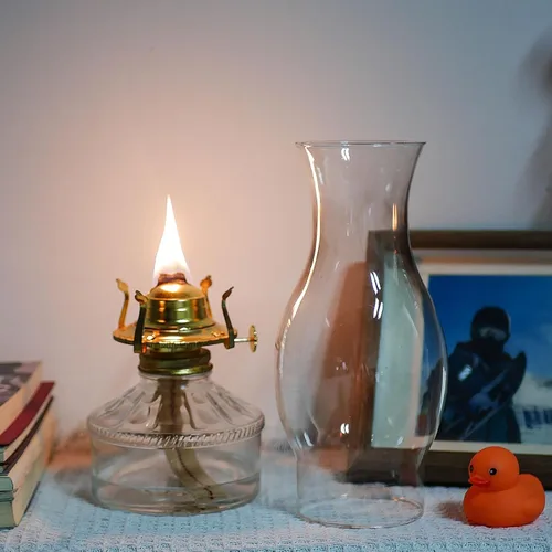 Miniatura 5 de Lámpara de aceite para chimenea, base de 3 pulgadas, 8.5 pulgadas de altura, pantalla de lámpara de queroseno, lámpara de repuesto de vidrio