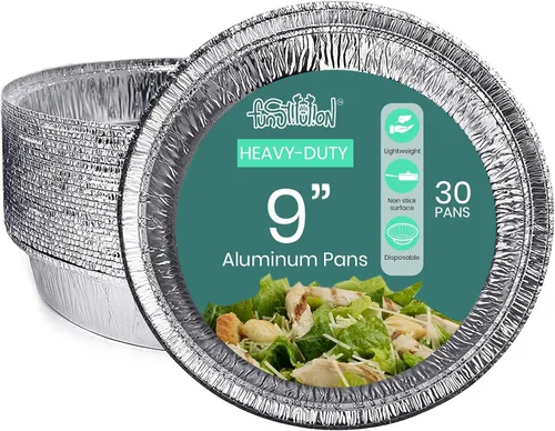 Miniatura 9 de Sartenes redondos de aluminio con tapas (paquete de 30) – Sartenes desechables de 7 pulgadas – Papel de aluminio redondo para hornear, asar