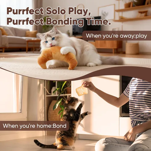Miniatura 5 de CiyvoLyeen Juguetes de Hierba Gatera en Forma de Pan, Juguete para Gatos de Interior Juguetes Interactivos, Juguete para Gatitos Masticar Morder Pan
