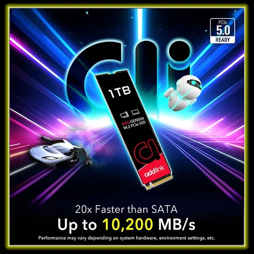 Miniatura 2 de Addlink G55 1TB PCIe 5.0 Gen5 NVMe M.2 SSD - Hasta 10,200 MB/s - Actualización de juegos de PC, fotografía, edición y diseño de video - Unidad