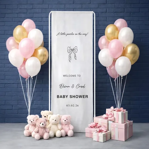 Miniatura 6 de Banner de bienvenida personalizado para baby shower, letrero de telón de fondo de tela con nombre personalizado Baby Shower #6