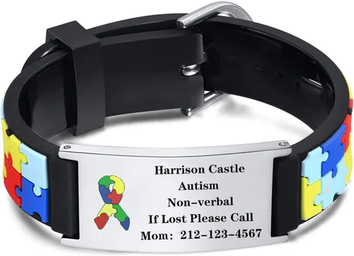 Miniatura 11 de Pulsera de Identificación Médica Personalizada para Niños - Pulsera de Identificación de Silicona Linda para Autismo Alergia Convulsiones