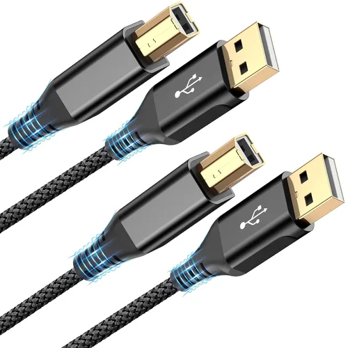 Miniatura 8 de sweguard - Cable de impresora 10 pies, cable USB-A a USB-B, cable de impresora y escáner trenzado de nylon de alta velocidad para HP, Canon, Dell
