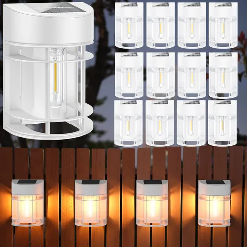 Miniatura 10 de Luces Solares de Valla, 8 Piezas de Luz de Cubierta Alimentadas por Energía Solar, Luces Solares Impermeables para Exteriores Decorativas